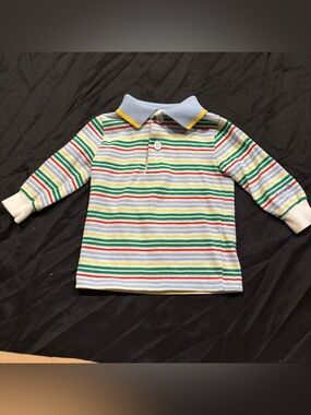 VTG Osh long-sleeve polo multicolored striped and a collared neckline 6/9 mth